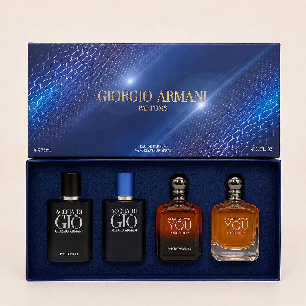 Giorgio Armani Luxury Mini Perfume Gift Set 4PCS – Acqua Di Giò & Stronger With You Collection for Men
