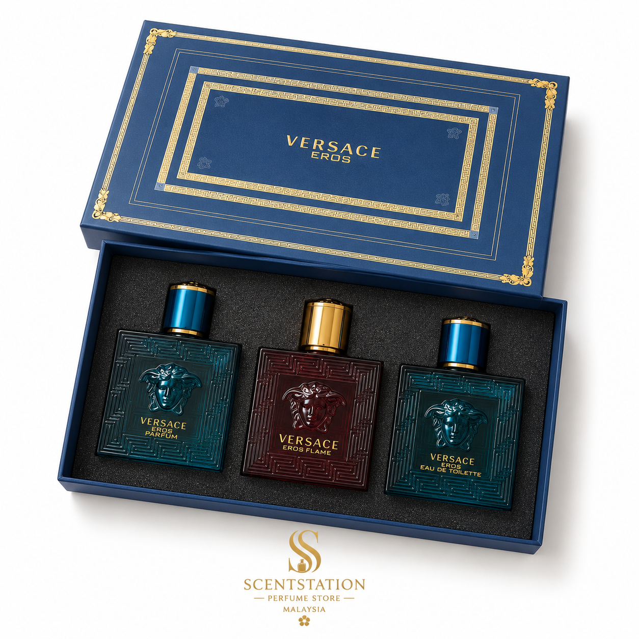 Versace Eros Mini Perfume Gift Set – Eros Parfum, Flame & EDT Collection for Men